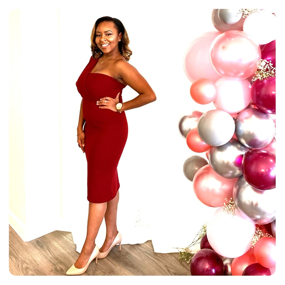 PLT Burgundy Shoulder Dress